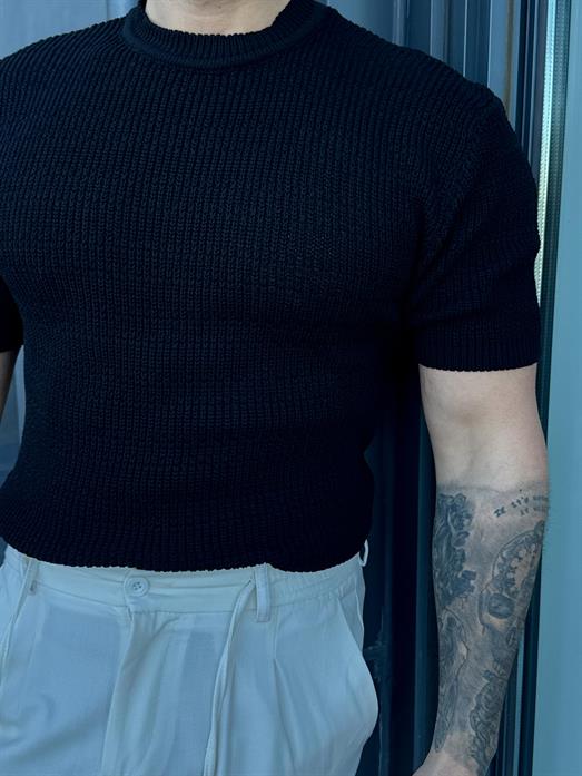 Siyah Çelik Pamuk Triko Slim Fit SNZ 7281