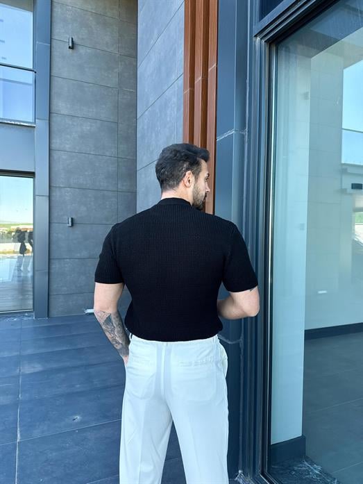 Siyah Çelik Pamuk Triko Slim Fit SNZ 7281