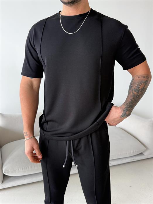 Siyah Çimalı Oysho Regular Fit Tişört LNS 37099