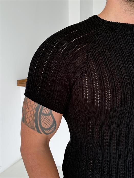 Siyah Desenli İtalyan Pamuk Triko SNZ  T7284