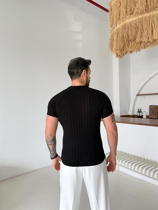 Siyah Desenli İtalyan Pamuk Triko SNZ  T7284