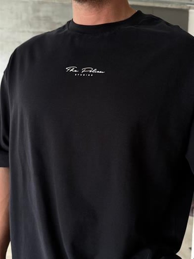 Siyah Fırçalı Ön The Polize İşleme Tişört PLZ 26185