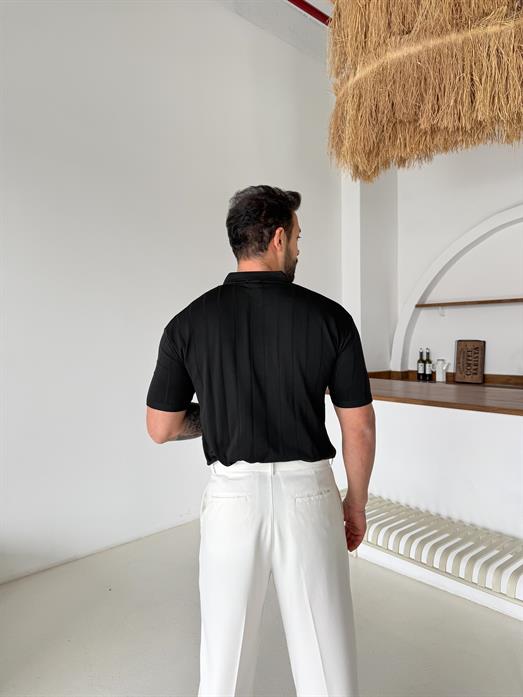 Siyah Hemşire Yaka Triko TK