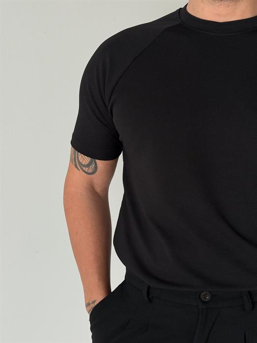 Siyah Reglan Crep Tişört MSS