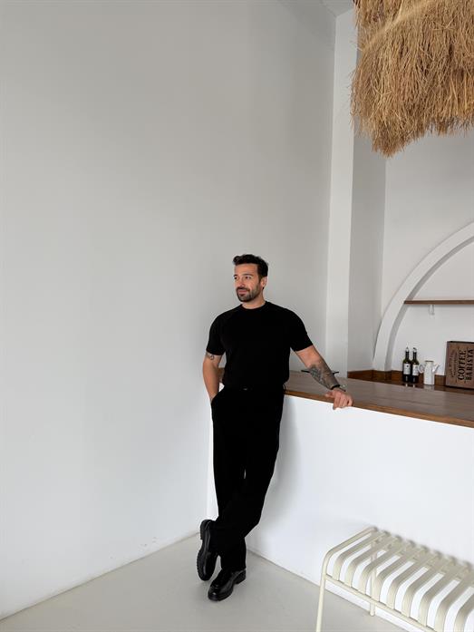 Siyah Reglan Crep Tişört MSS