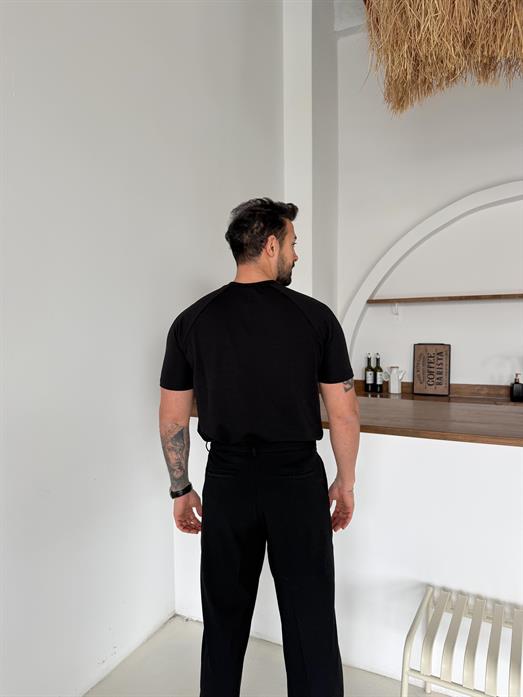 Siyah Reglan Crep Tişört MSS