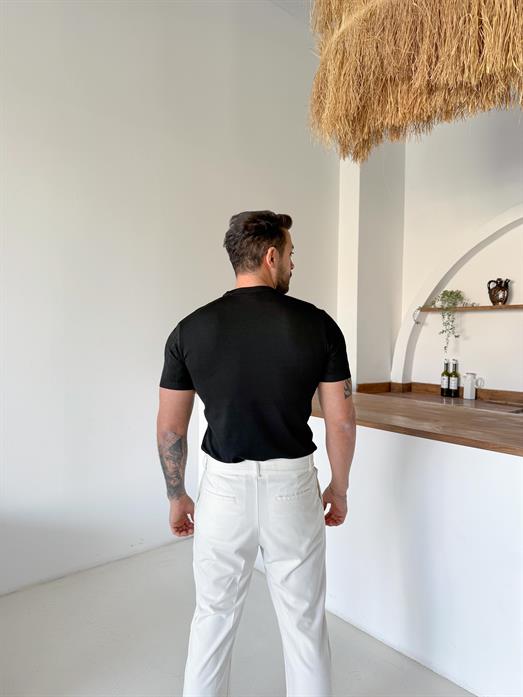 Siyah Saç Örgü Bisiklet Yaka Triko TK