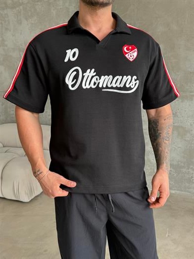 Siyah Türkiye Ottoman Polo Tişört RSP 1015