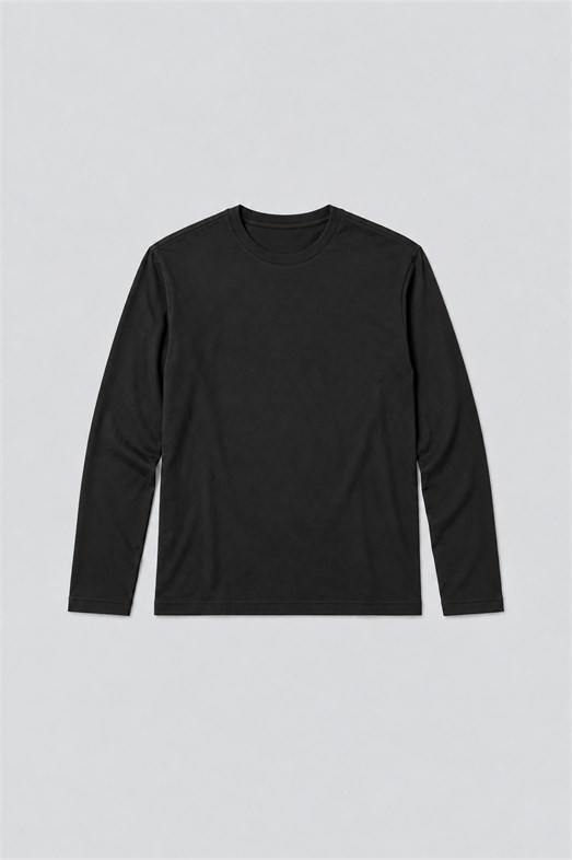 Siyah Uzun Kollu Pamuk Basic T-Shirt GST 0701