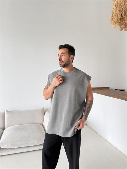 Siyah Yıkamalı Sıfır Kol Atlet VMS V70-144