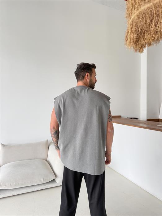 Siyah Yıkamalı Sıfır Kol Atlet VMS V70-144