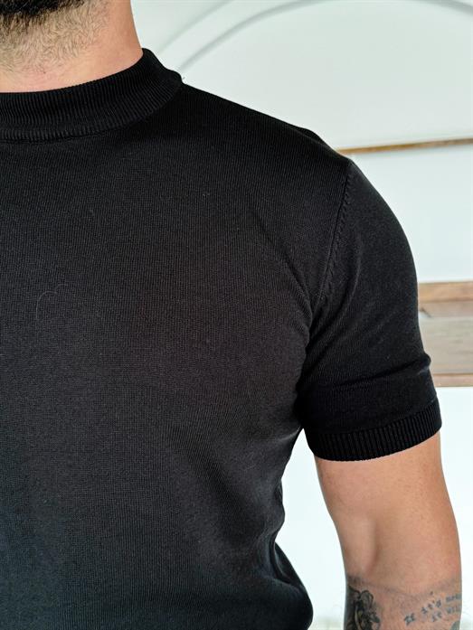 Siyah Yüksek Yaka Pamuk Triko SNZ T7012