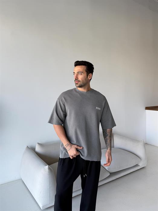 Siyah Zero Nakış yıkamalı tişört ESNT 71145