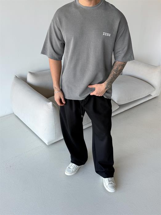 Siyah Zero Nakış yıkamalı tişört ESNT 71145