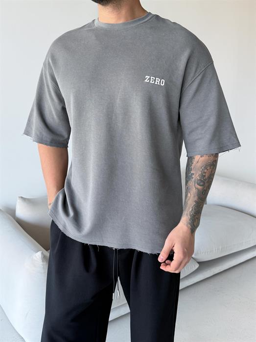 Siyah Zero Nakış yıkamalı tişört ESNT 71145
