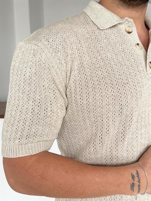 Taş Patlı Acurlu Üç Düğme Pamuk Triko SNZ T7285