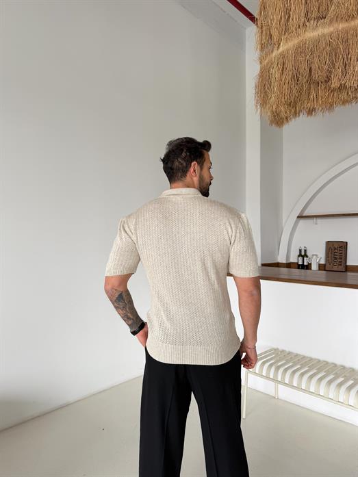 Taş Patlı Acurlu Üç Düğme Pamuk Triko SNZ T7285