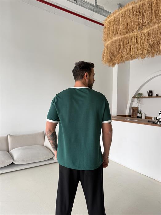 Yeşil Biyeli Özel Kalıp Tişört VMS V70-151