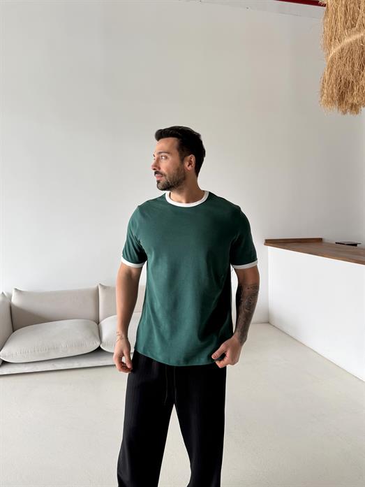 Yeşil Biyeli Özel Kalıp Tişört VMS V70-151