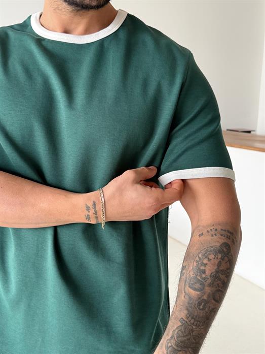 Yeşil Biyeli Özel Kalıp Tişört VMS V70-151