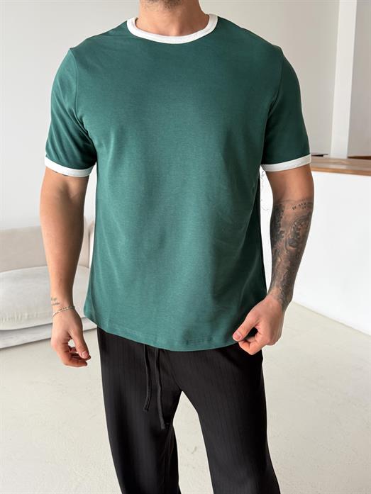 Yeşil Biyeli Özel Kalıp Tişört VMS V70-151