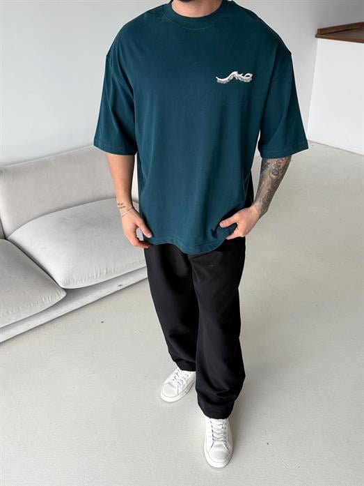 Zümrüt Fırçalı Yarım Sarı patchli Tişört PLZ 26158