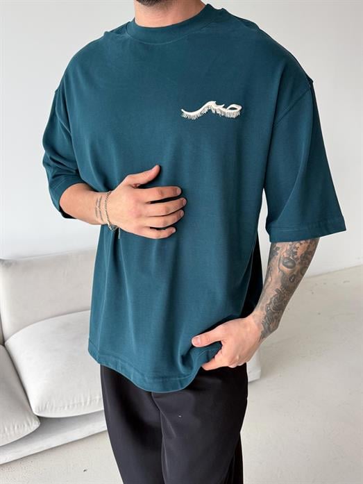 Zümrüt Fırçalı Yarım Sarı patchli Tişört PLZ 26158