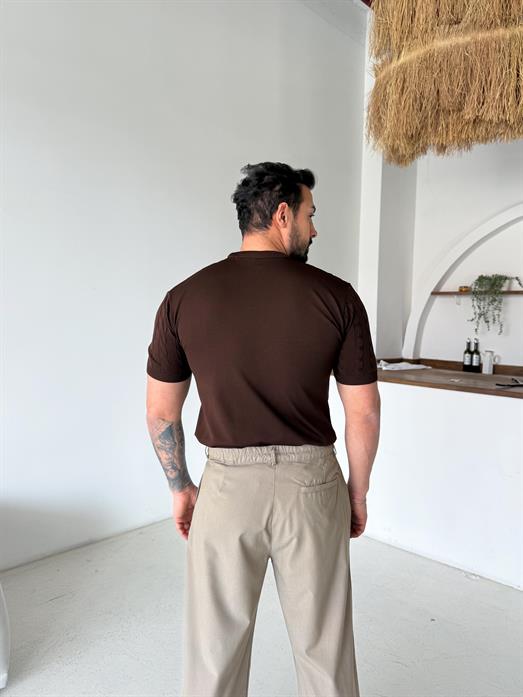 Kahve Saç Örgü Bisiklet Yaka Triko TK