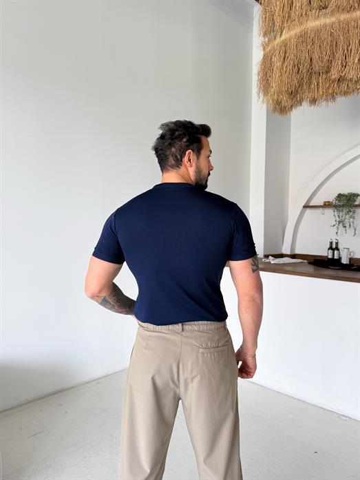 Lacivert Saç Örgü Bisiklet Yaka Triko TK