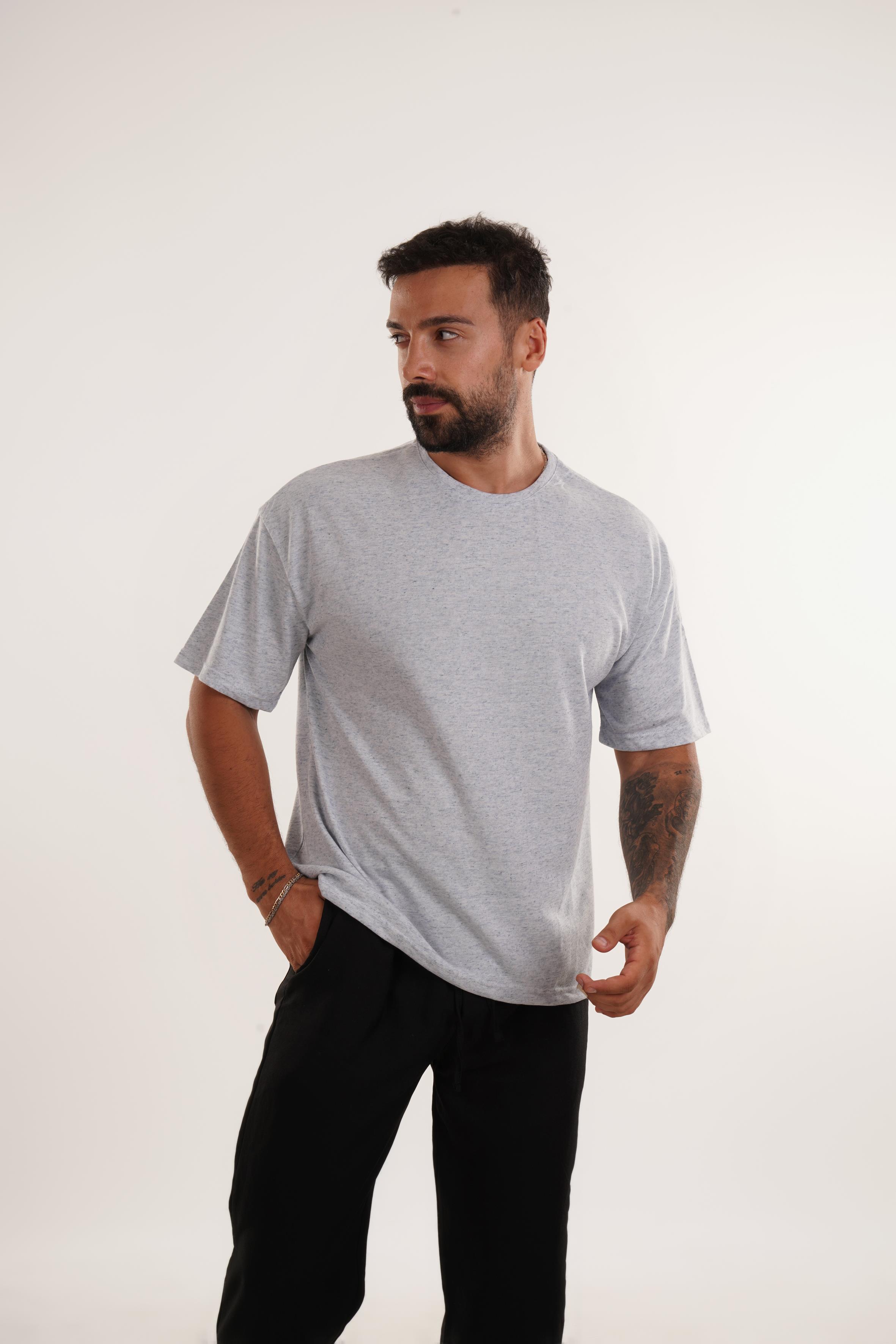 BASKILI TSHİRT MODELLERİMavi Hırçıl Desenli Bisiklet Yaka Oversize T-SHİRT VMS 30515