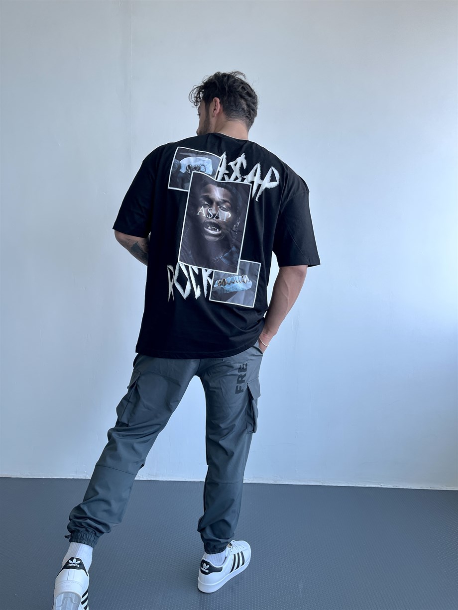 Koszulka oversize męska - Escobar Asap Rocky streetwear - czarny