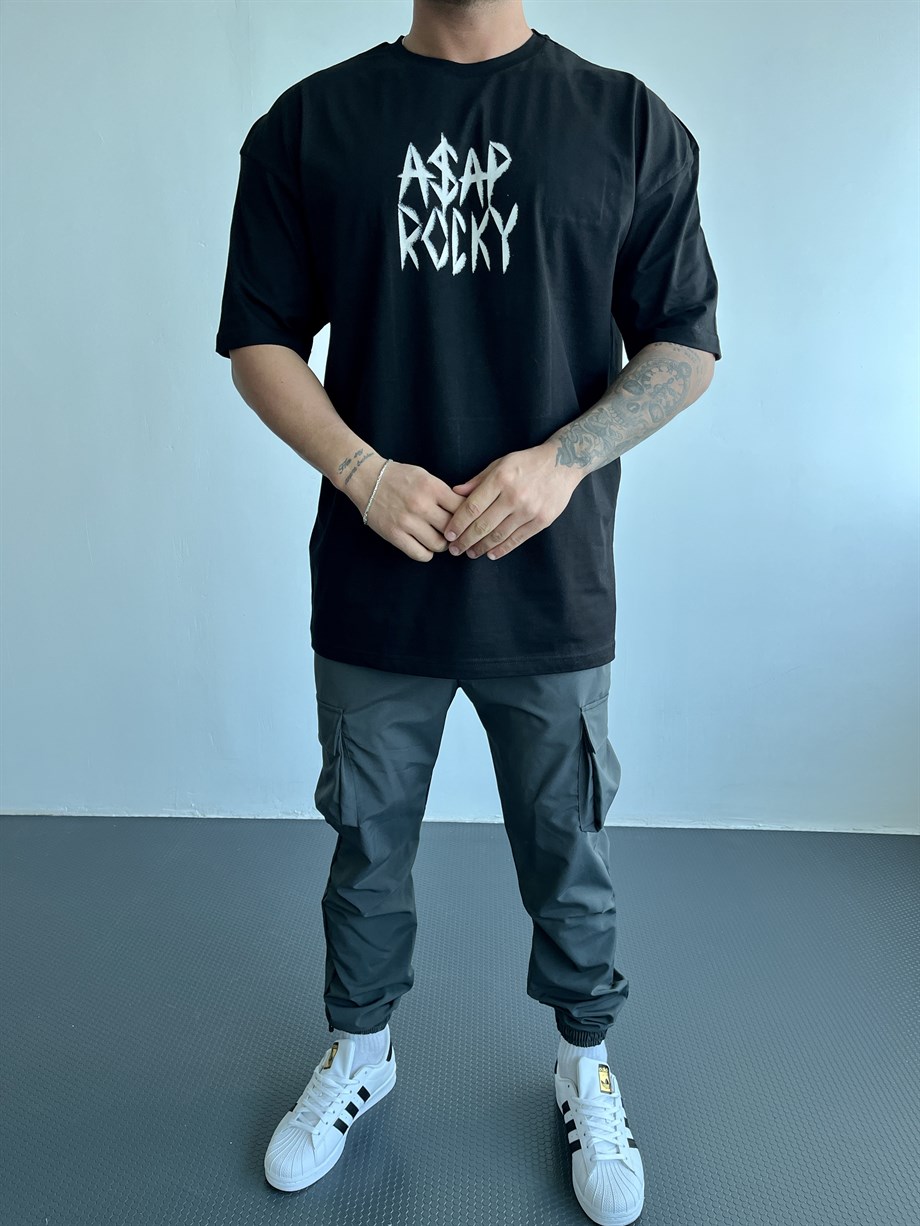 Koszulka oversize męska - Escobar Asap Rocky streetwear - czarny