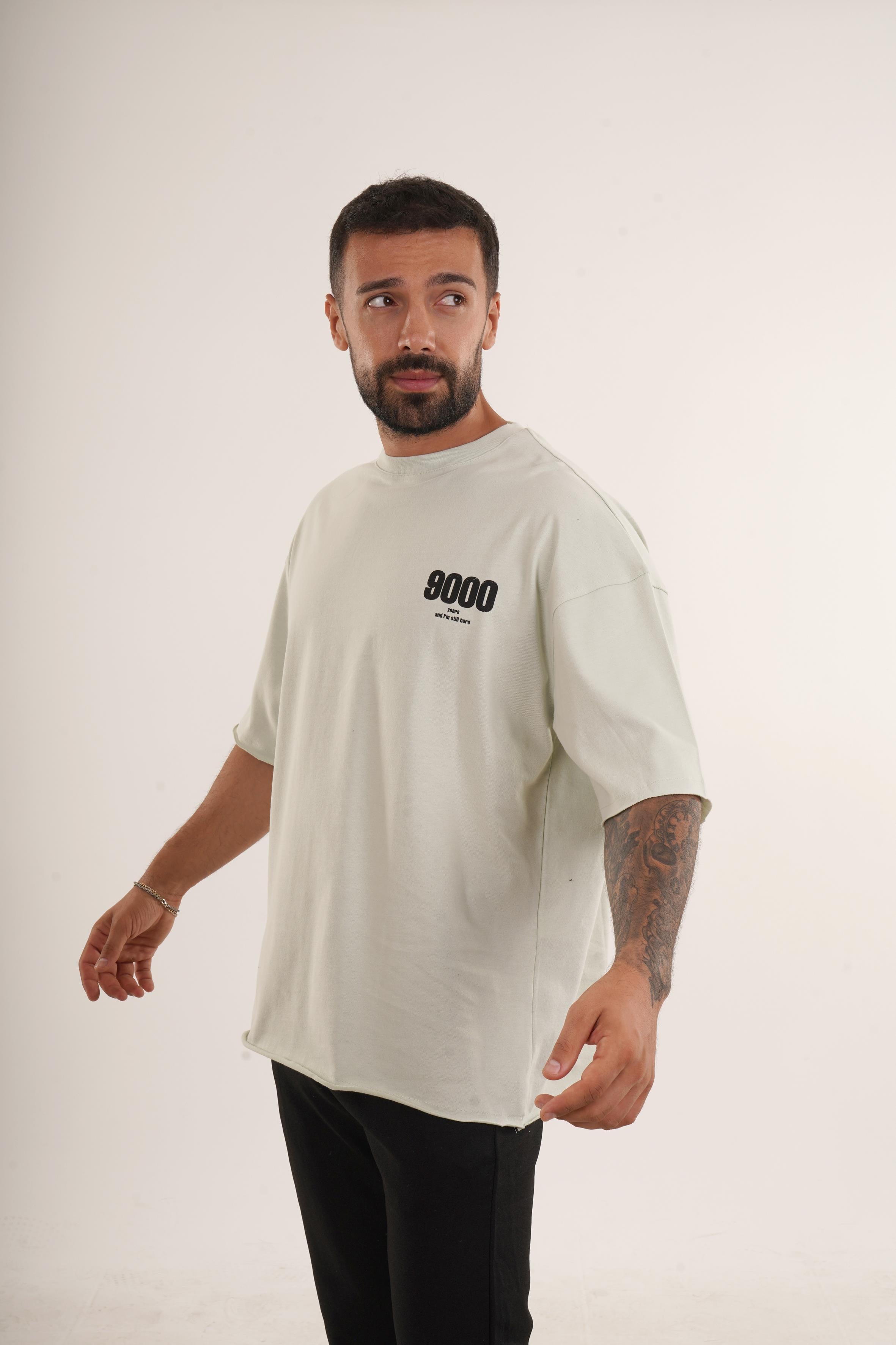 BASKILI TSHİRT MODELLERİSuyeşili Yüksek Kalite 9000 Years Baskılı Oversize T-SHİRT VMS 40706