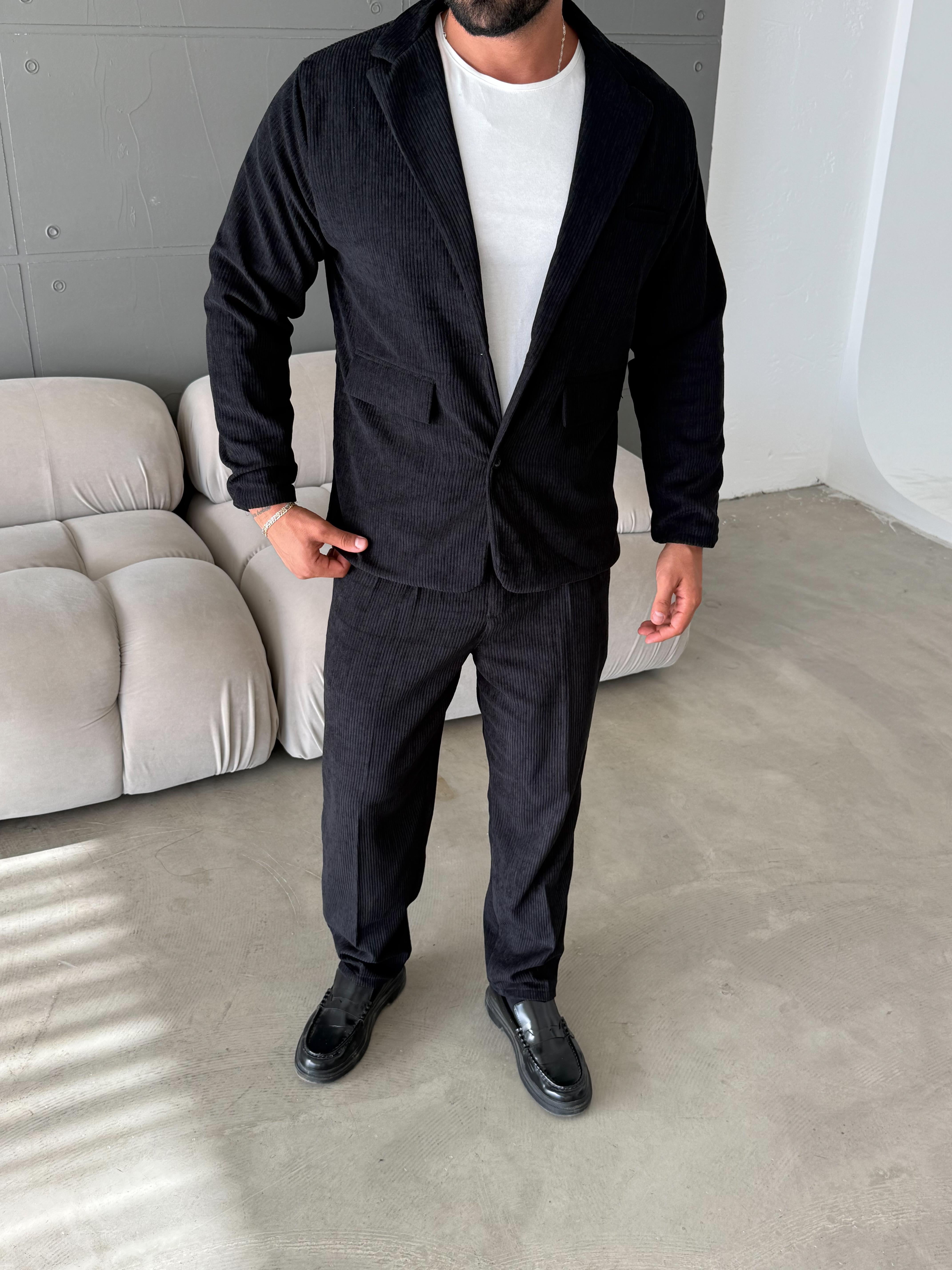 CEKETSiyah Kadife Oversize Takım  SNZ K5020