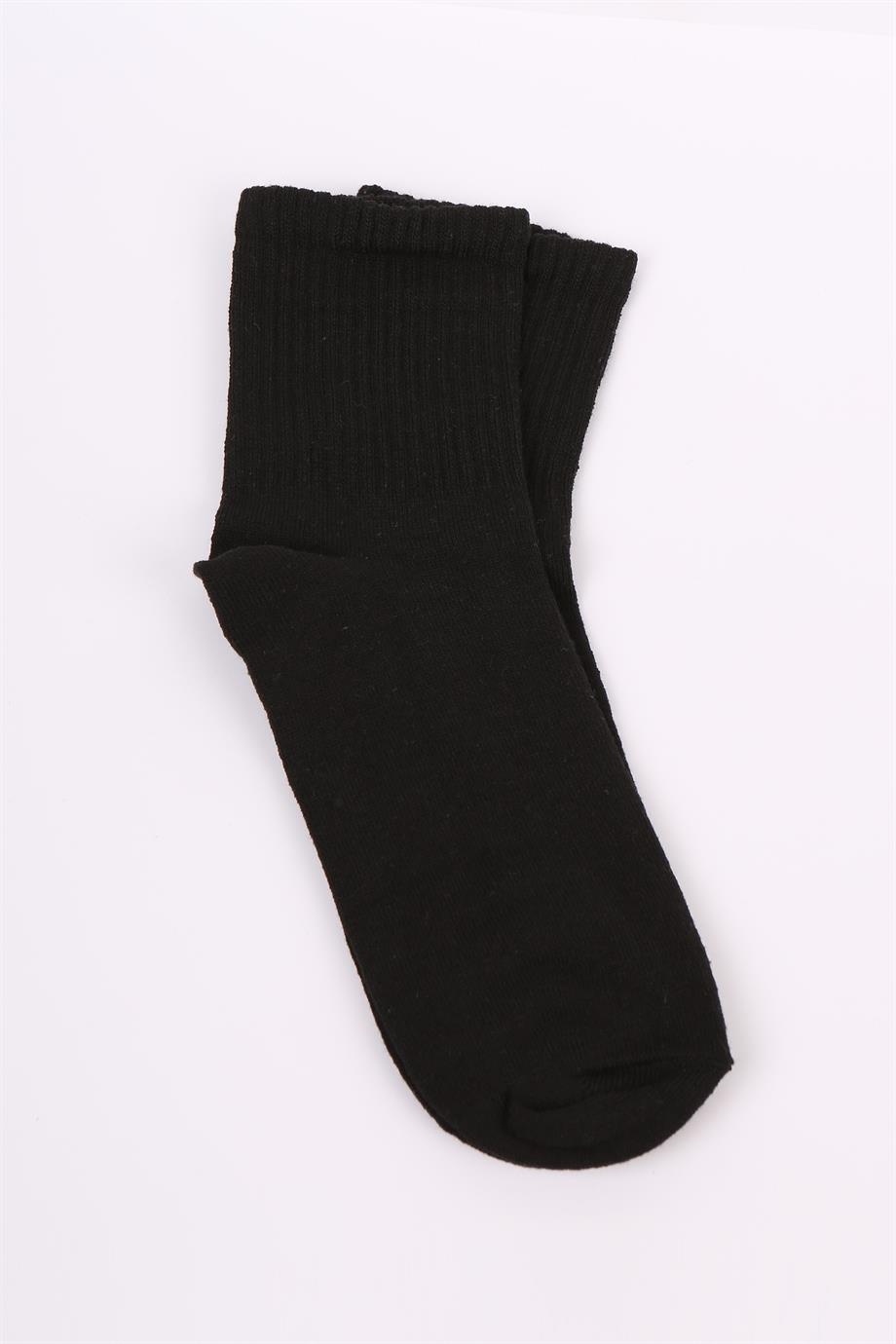 Siyah Düz Uzun Çorap