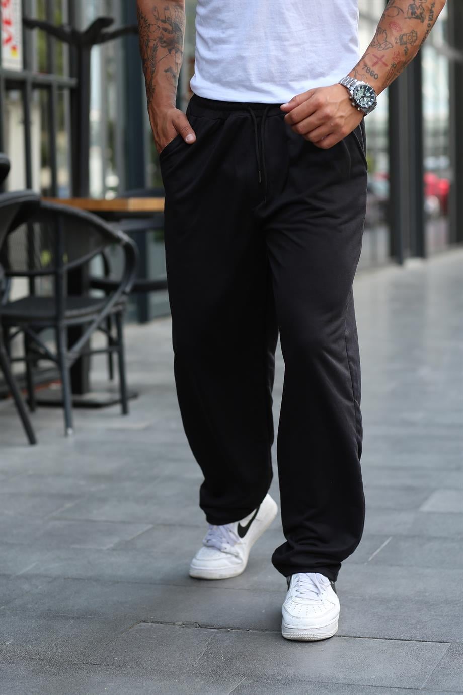 EŞOFMAN ALTISiyah Bol Kalıp Baggy Eşofman SC