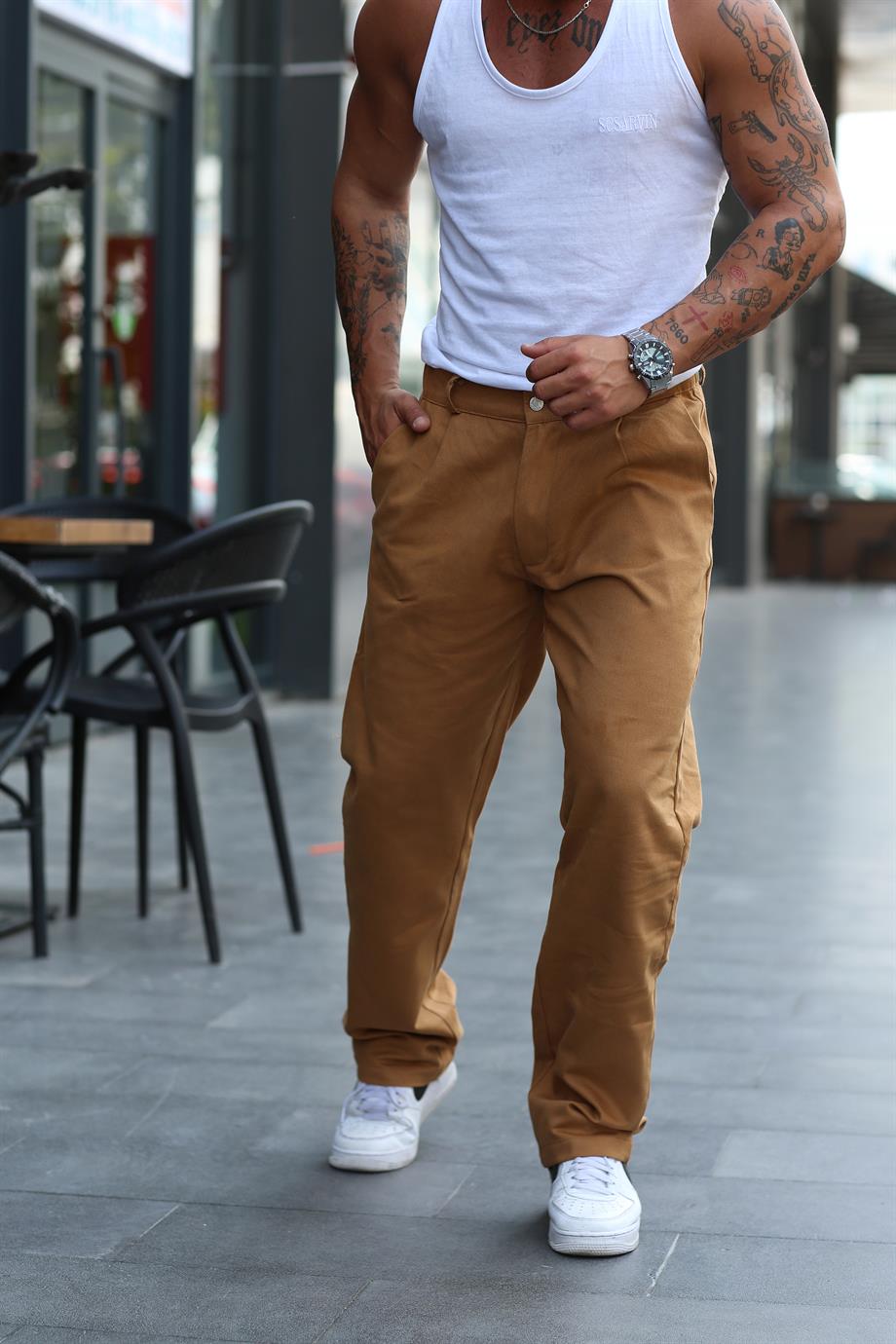 EŞOFMAN ALTITaba Gabardin Belden Kemerli Baggy Kalıp Pantolon VS 30059