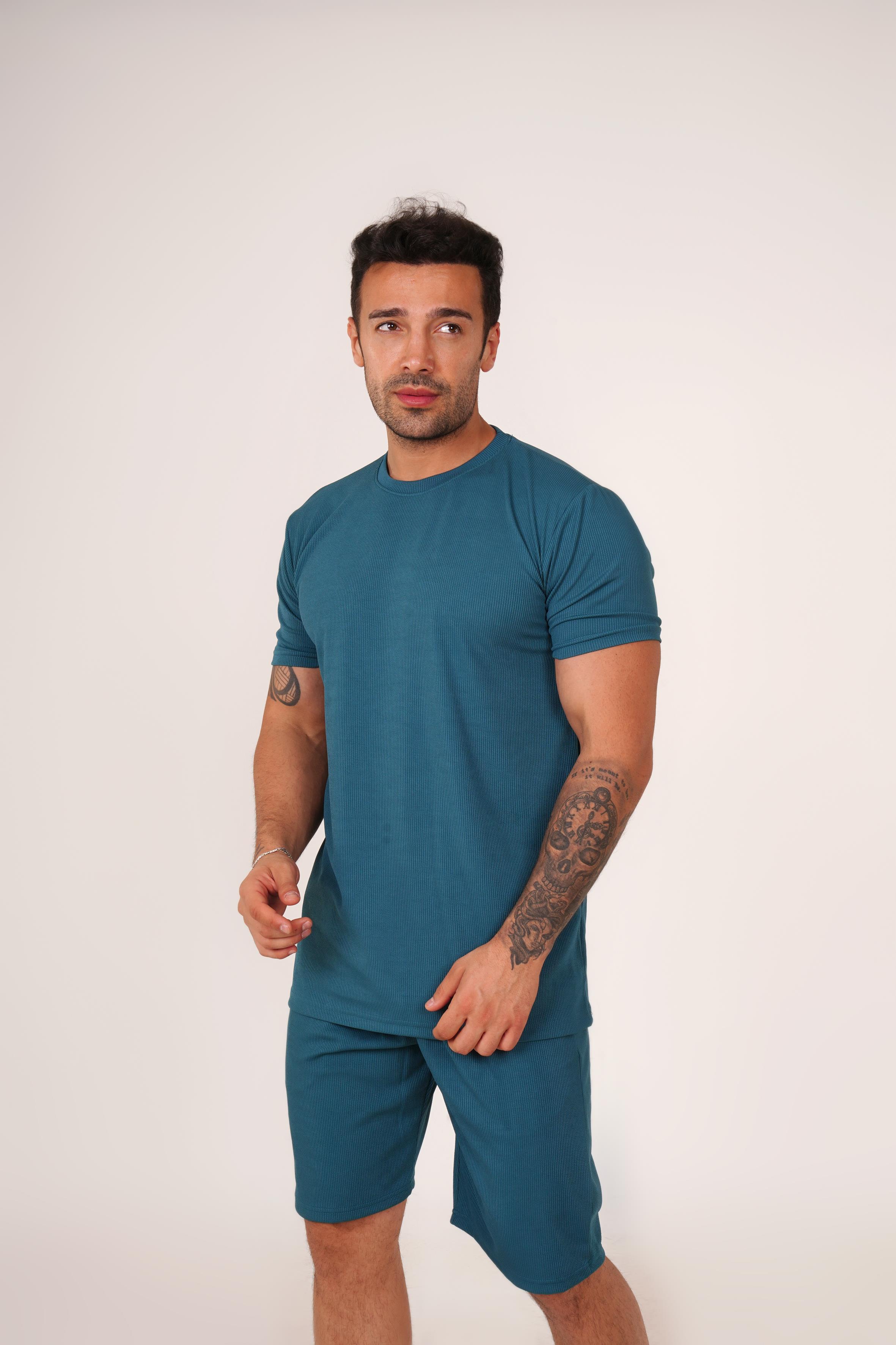 EŞOFMAN TAKIMIİndigo Burgu T-Shirt Şort Takım TB