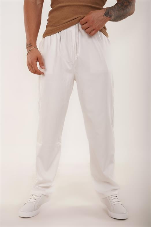 EşofmanBeyaz GABARDİN PARLAK KUMAŞ BOL PAÇA PANT. SNZ 4677 2024