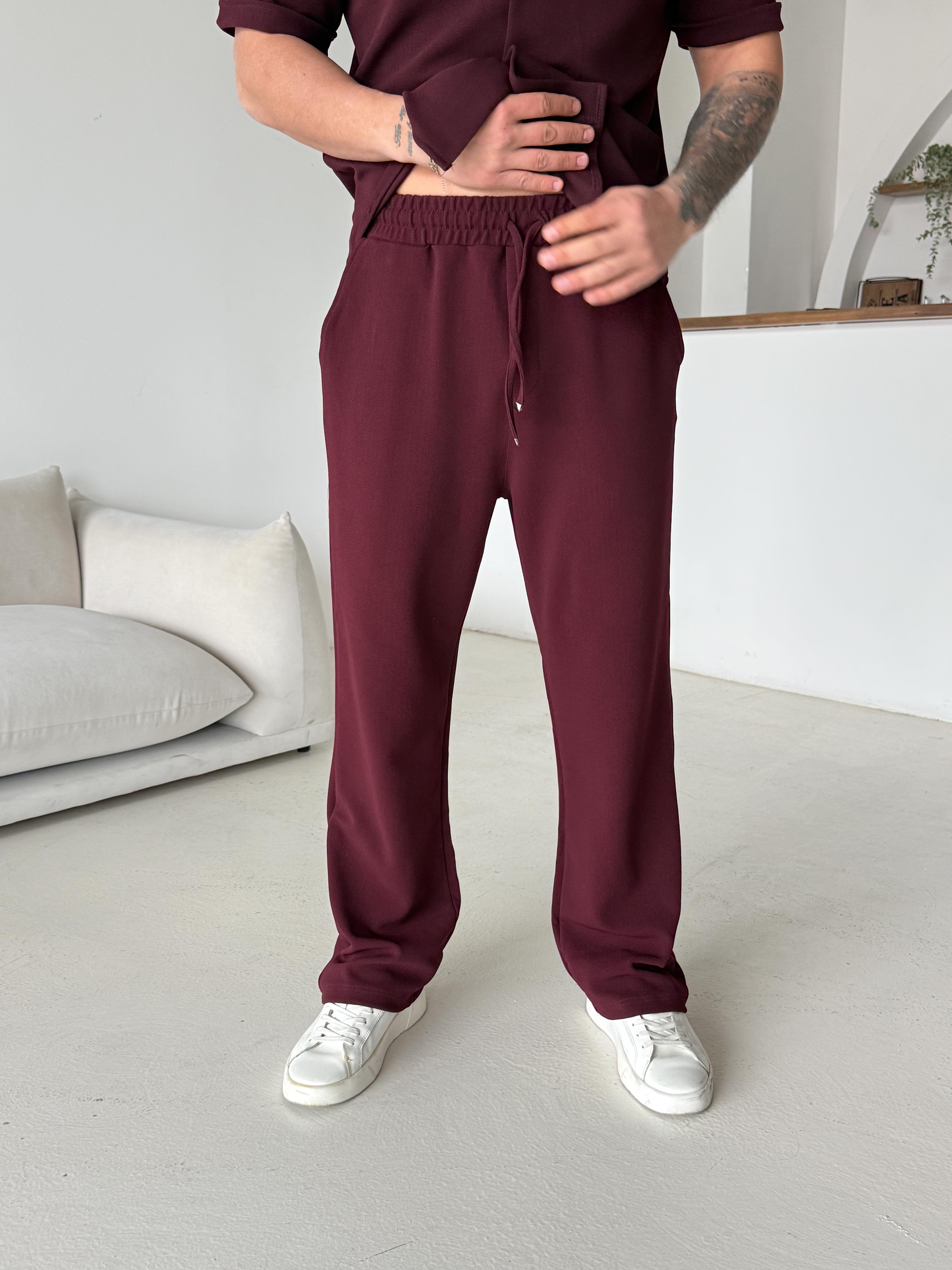 EşofmanBordo Gramajlı Crep Bol Eşofman 22065 LNS