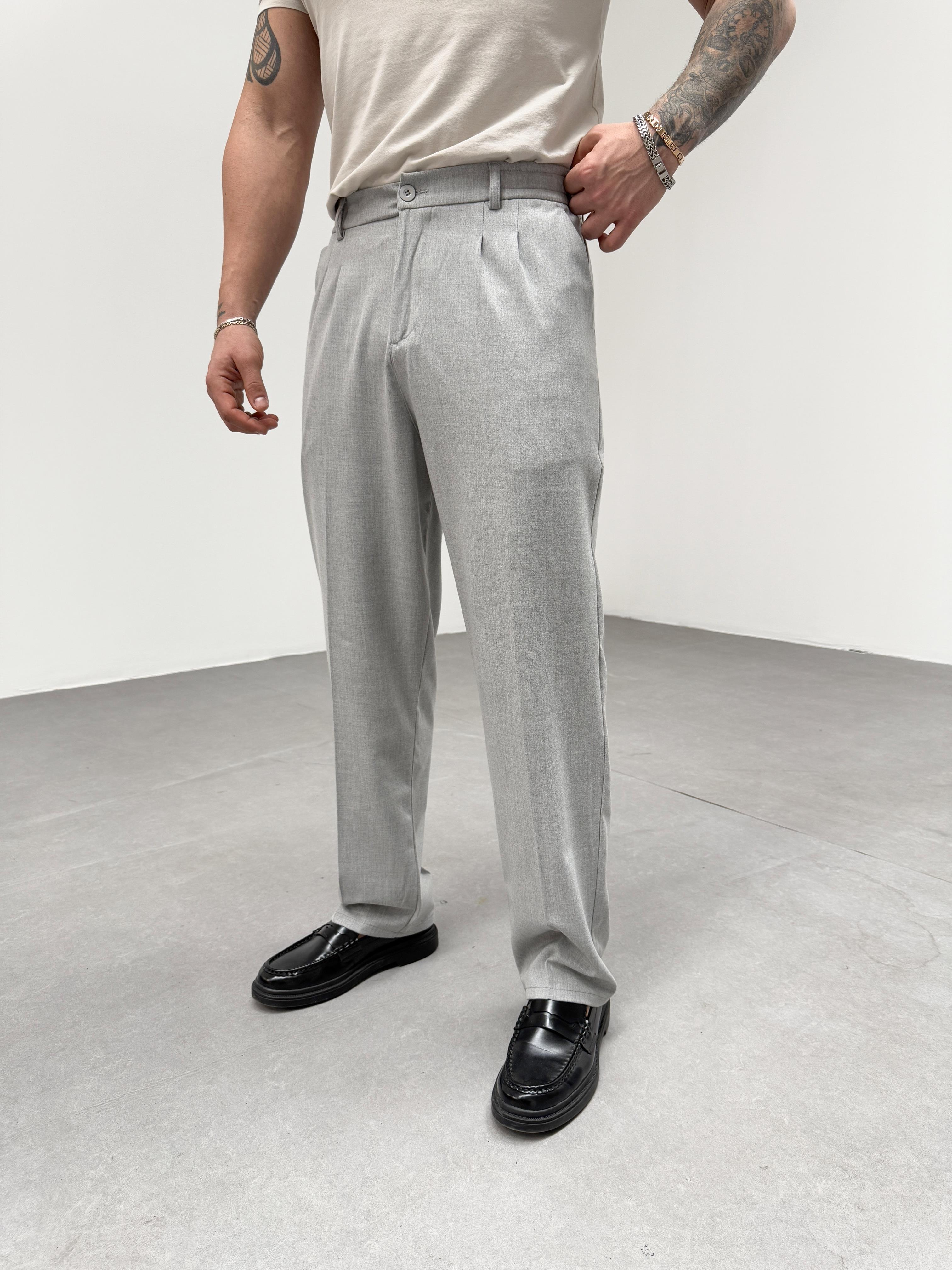 EşofmanGri Bel Lastikli Baggy Kumaş Pantolon SNZ 1046