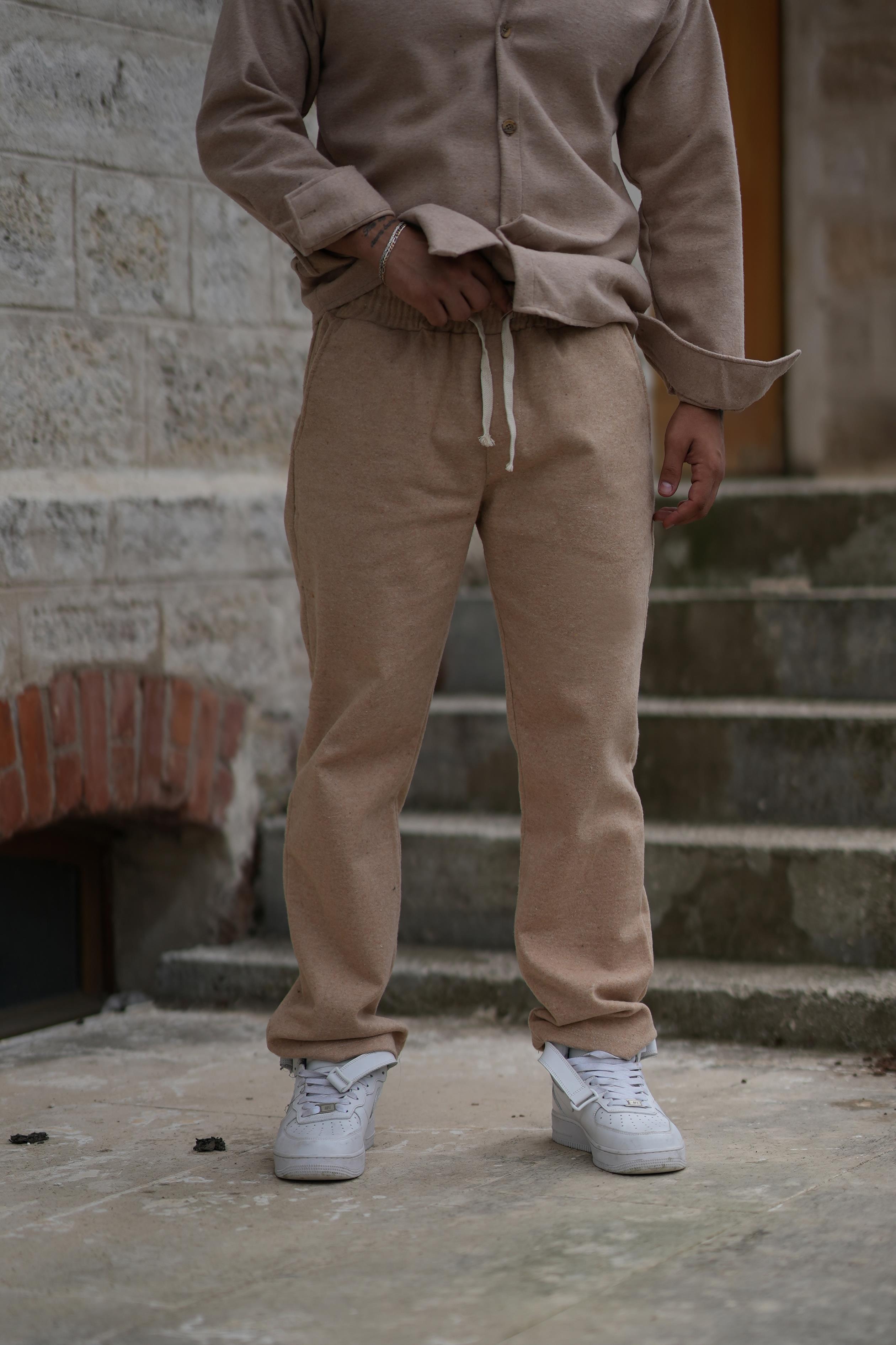 EşofmanKrem Kaşe Baggy Pantolon SC