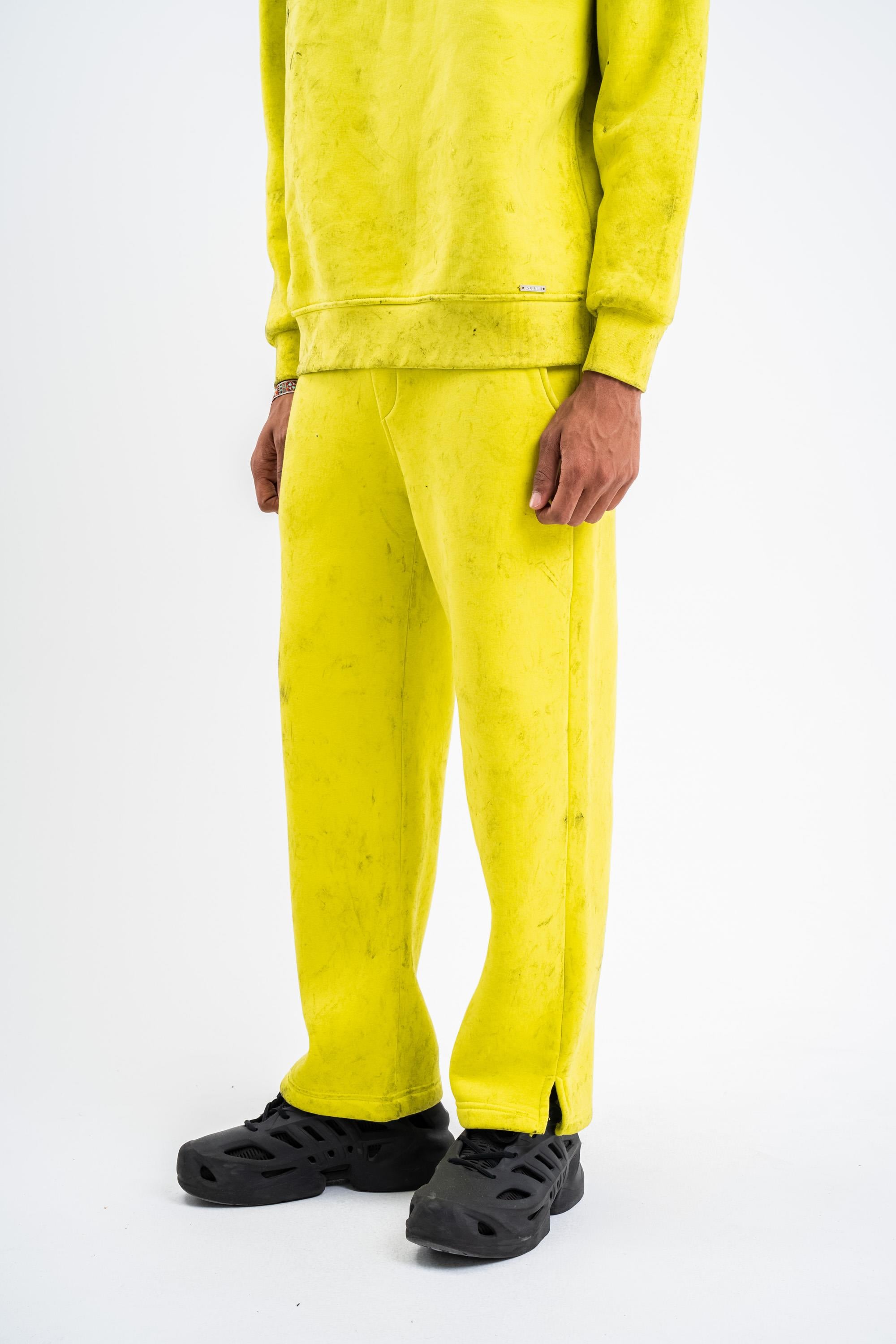 EşofmanSarı Yıkamalı Düz Baggy Eşofman PLZ