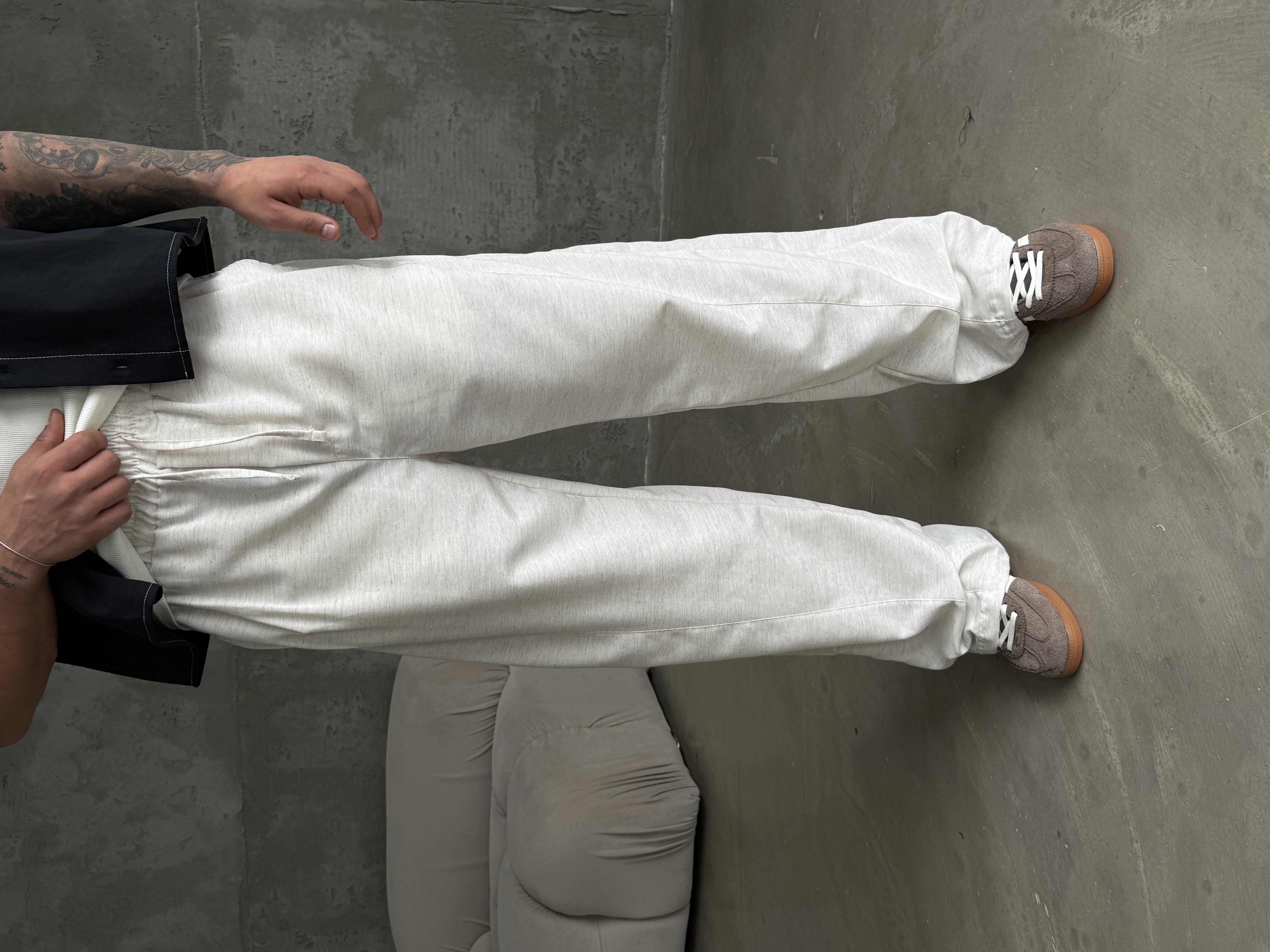GabardinBej Yumuşak Ham Keten Super Baggy Pantalon 40229 BRR