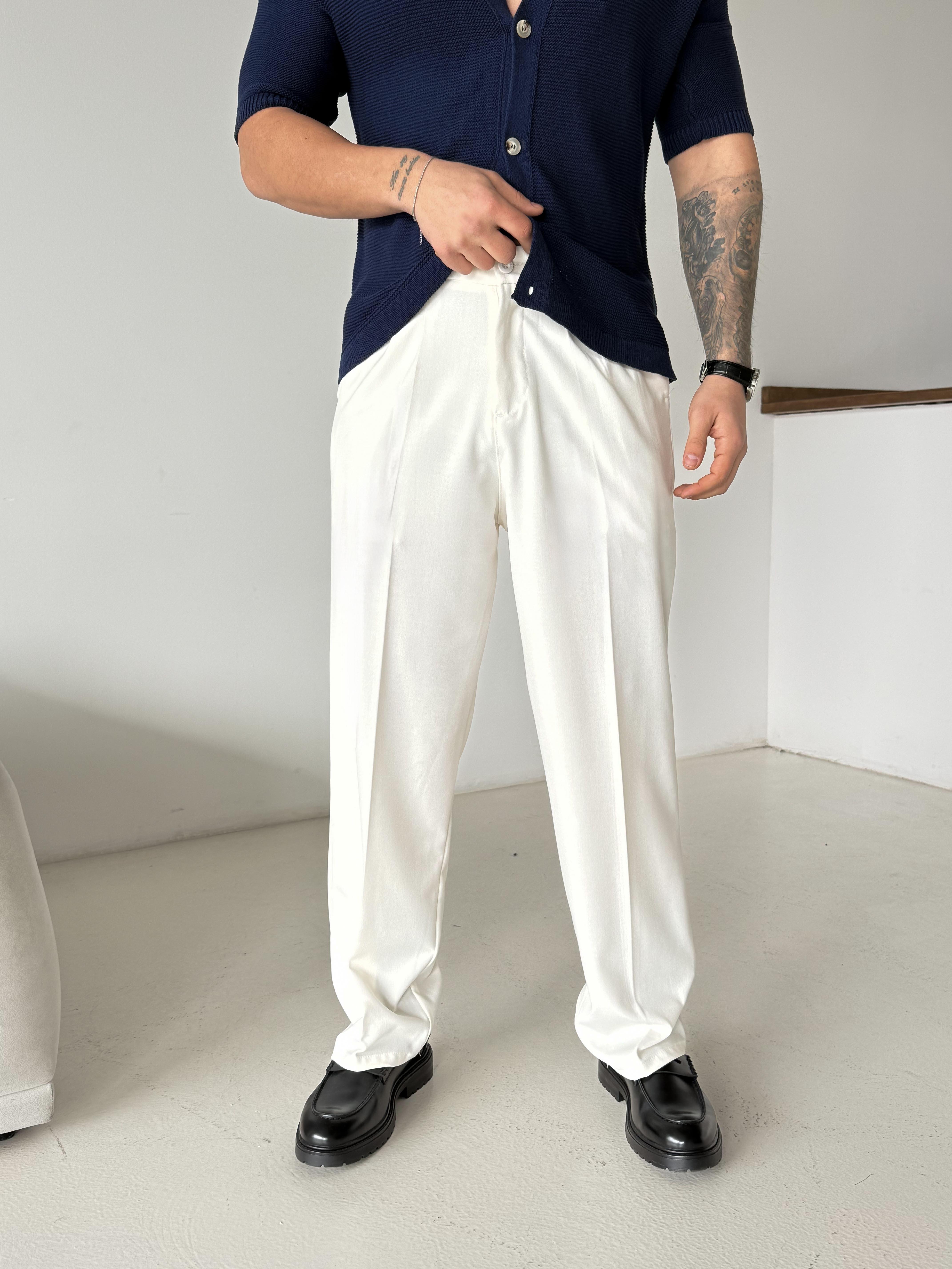 GabardinEkru Baggy Bezayağı Kumaş Pantalon SNZ N1135