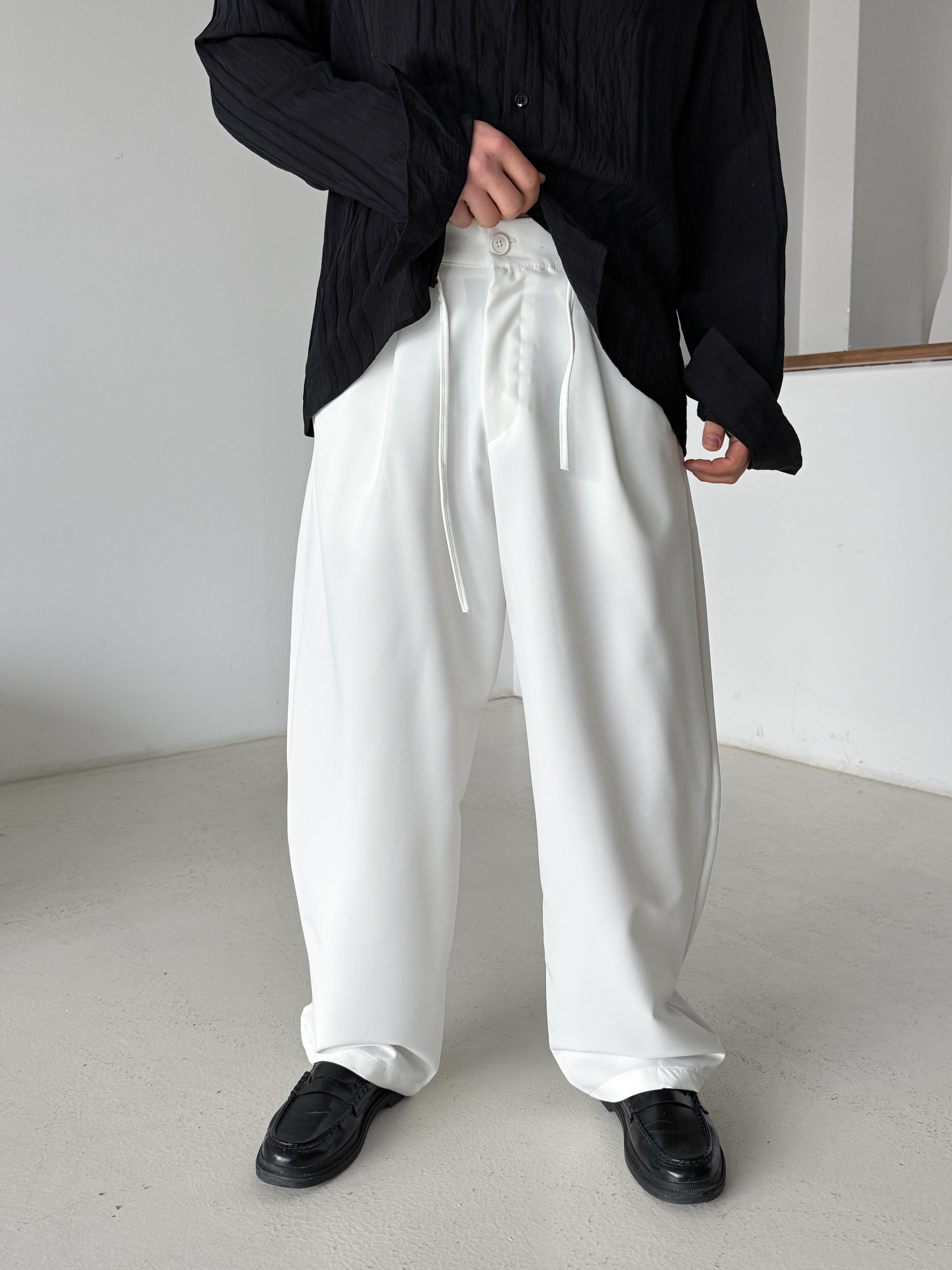 GabardinEkru Double Balon Kalıp Yarım Lastik Pantalon PNC 4068