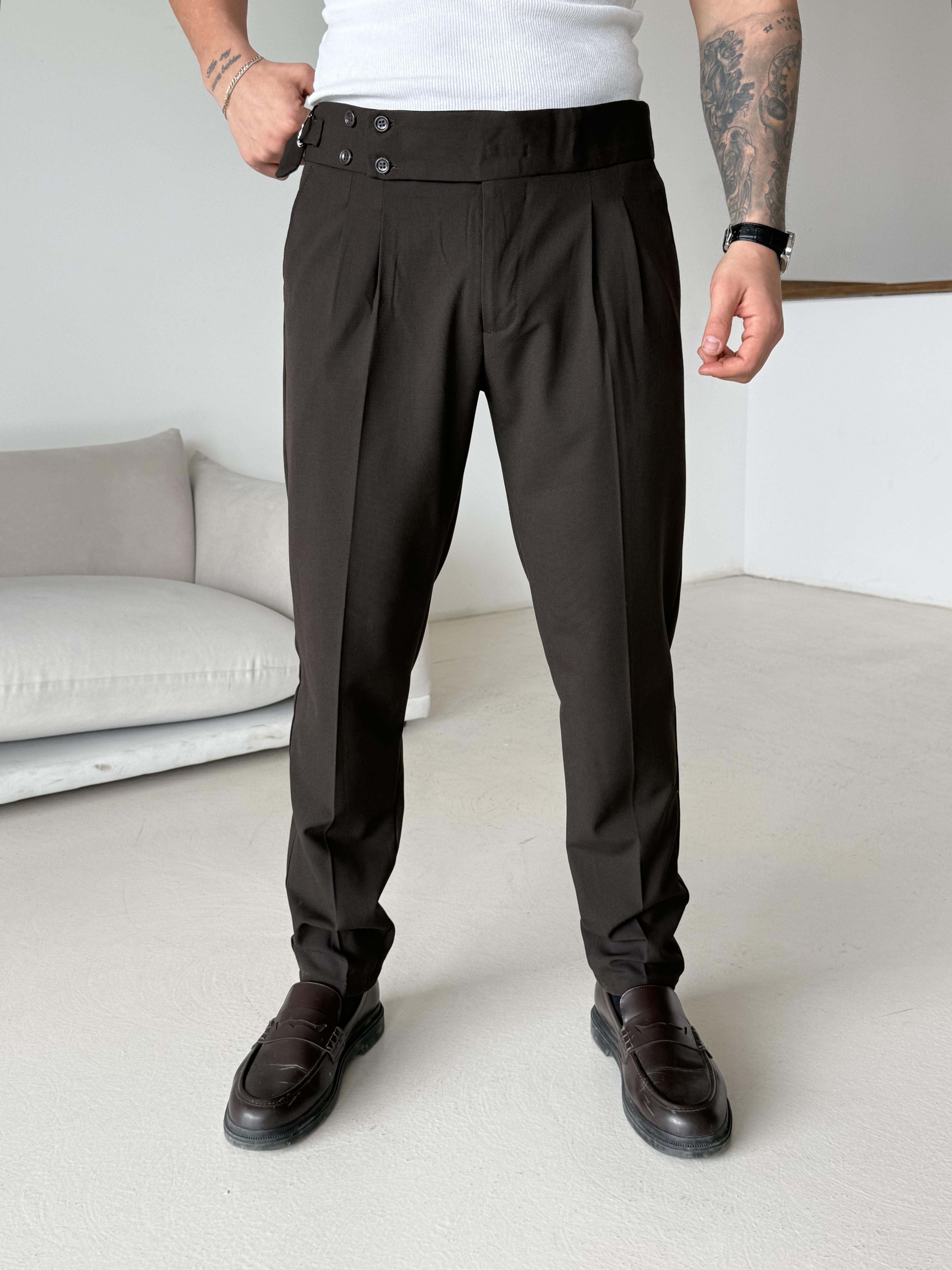 GabardinKahve Dört Düğmeli Tokalı Regular Fit Kumaş Pantalon SC