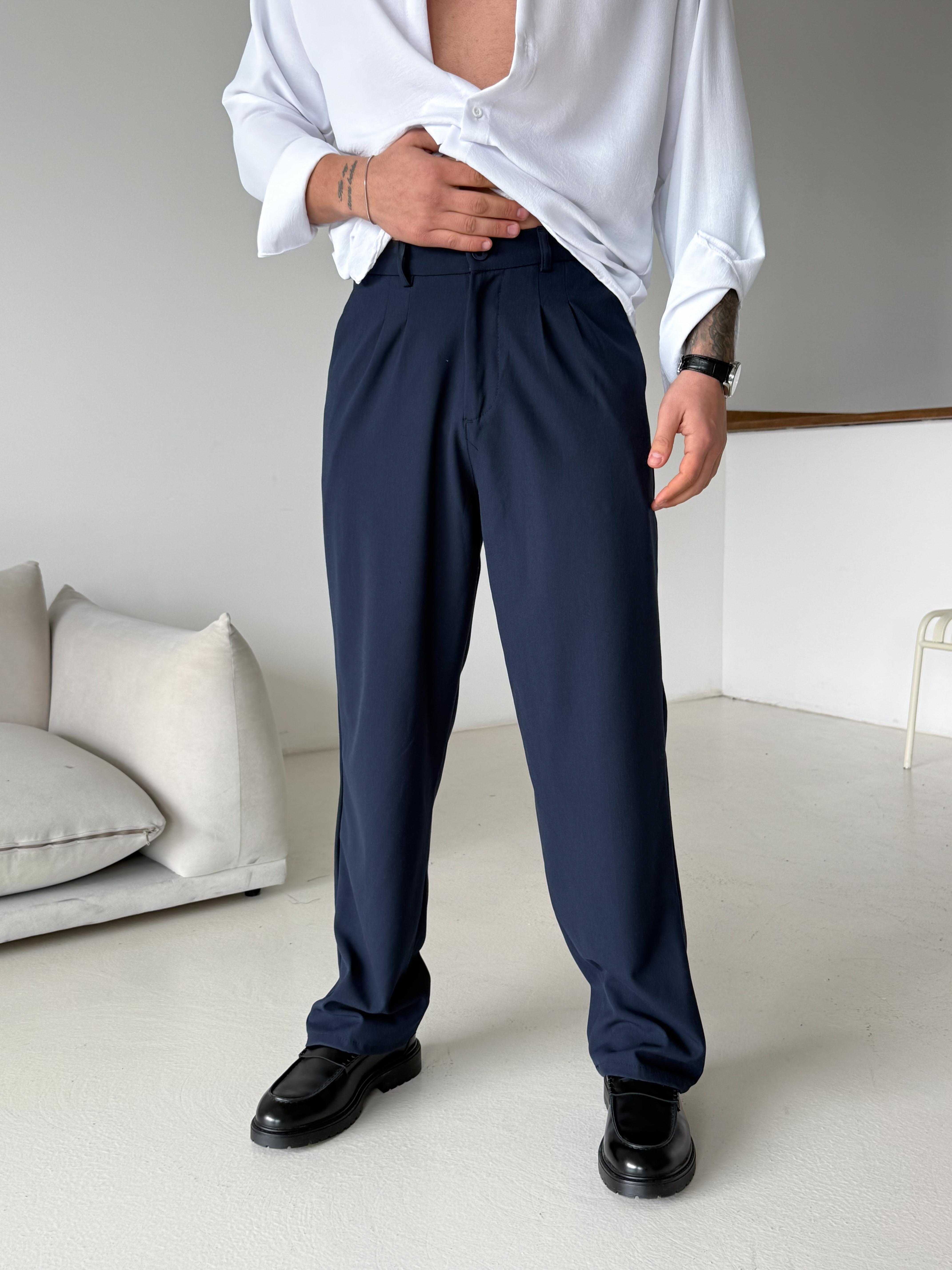 GabardinLacivert Baggy Bezayağı Kumaş Pantalon SNZ N1135