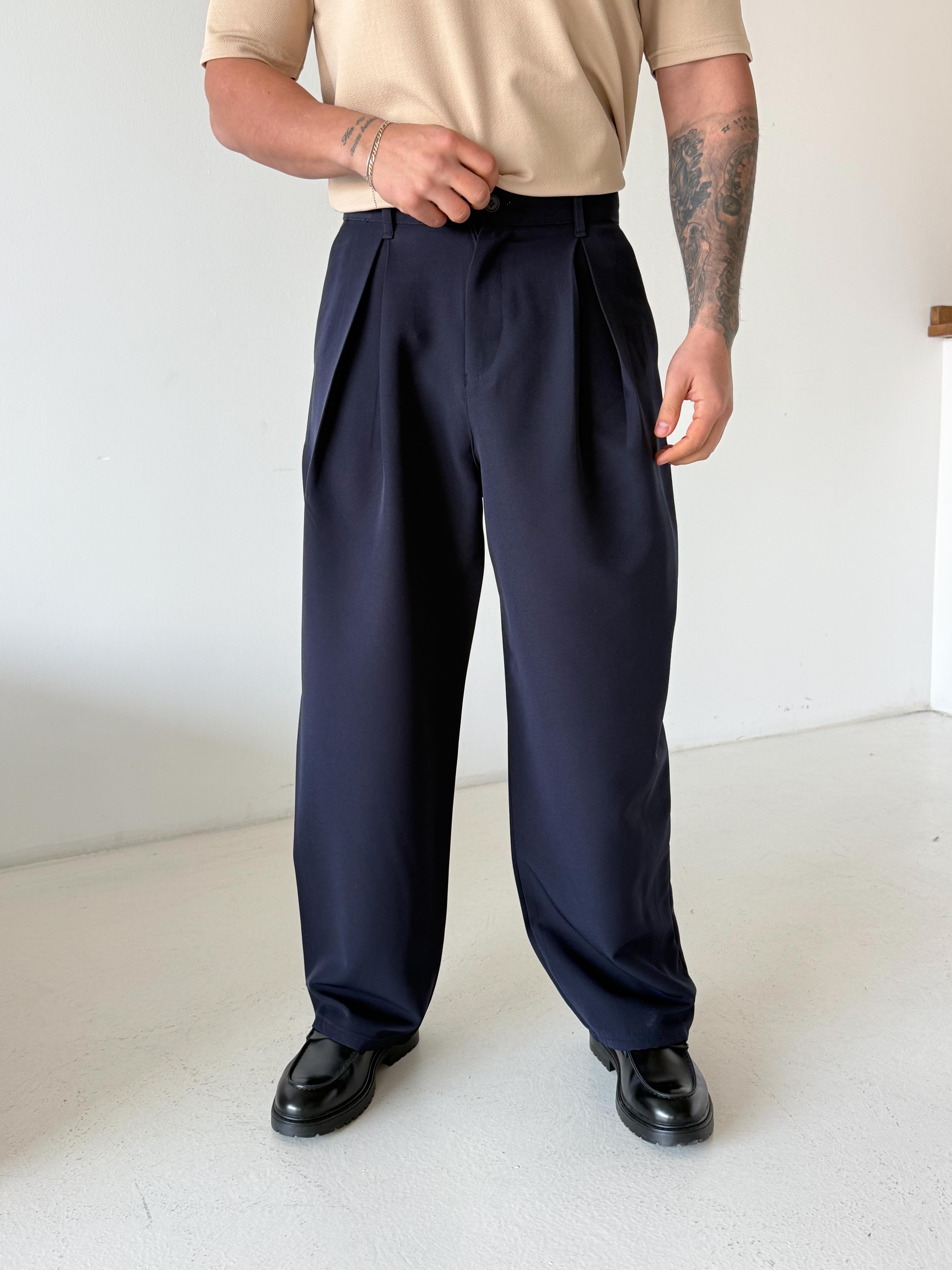 GabardinLacivert Double Palazzo Pantalon 4062 PNC