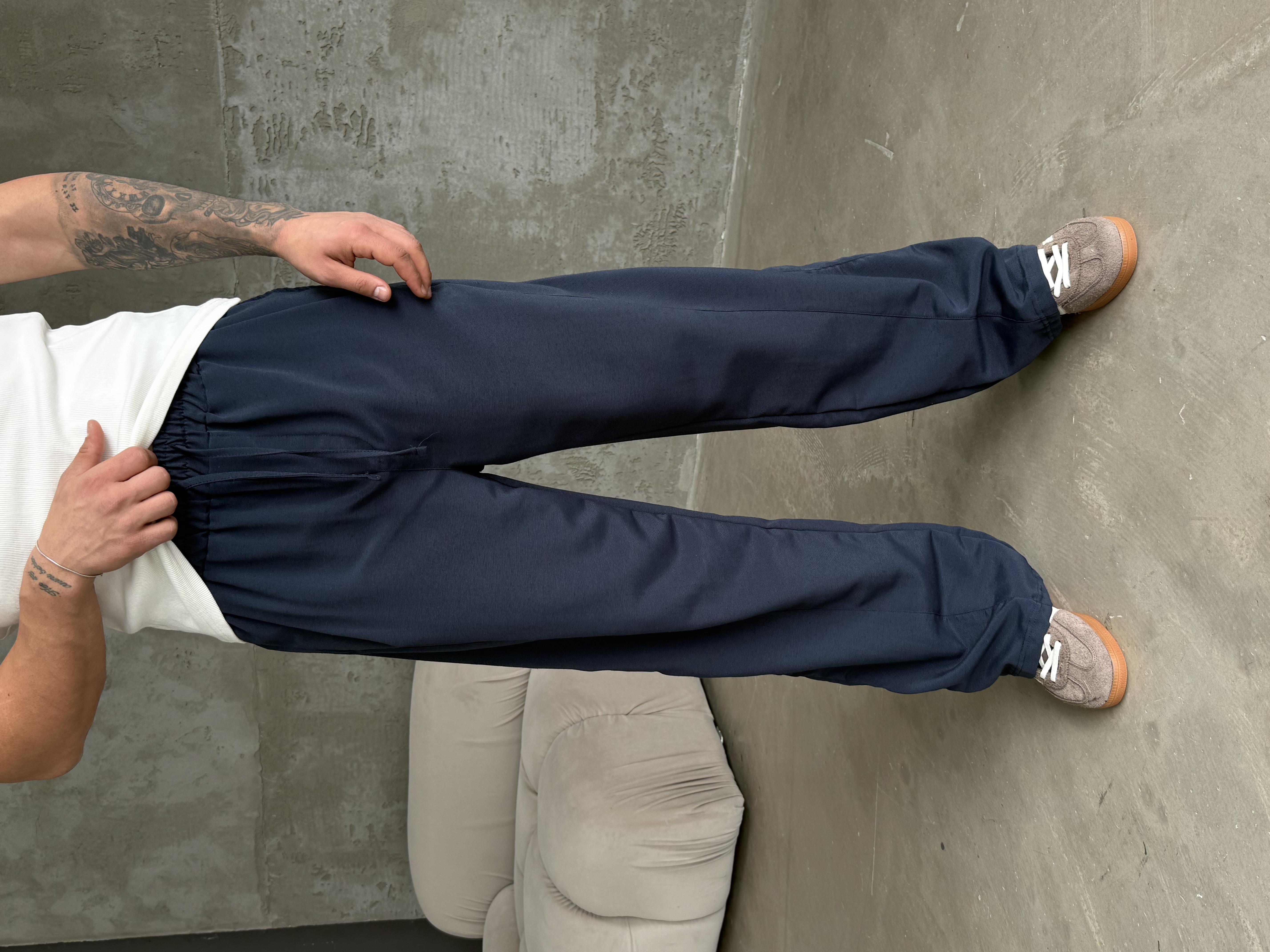 GabardinLacivert Yumuşak Ham Keten Super Baggy Pantalon 40229 BRR